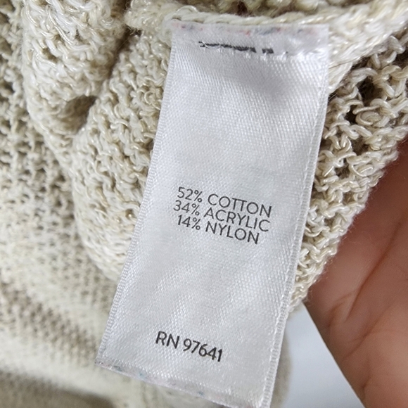 J Jill Open Knit Tan 3/4 Sleeve Sweater Size Medium - Picture 4 of 6